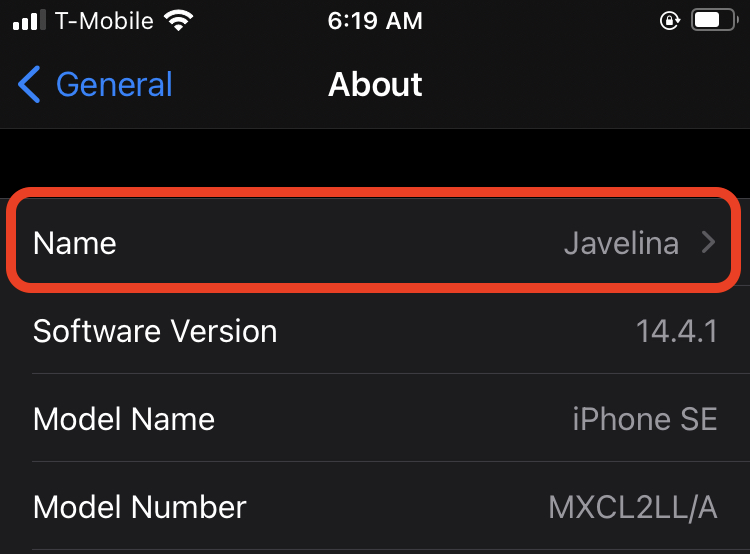 Change the name of iPhone