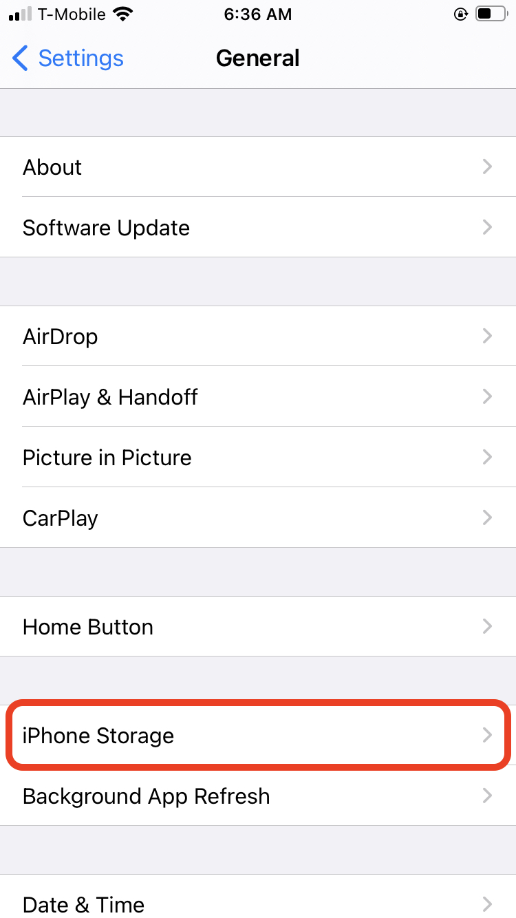 Check iPhone storage