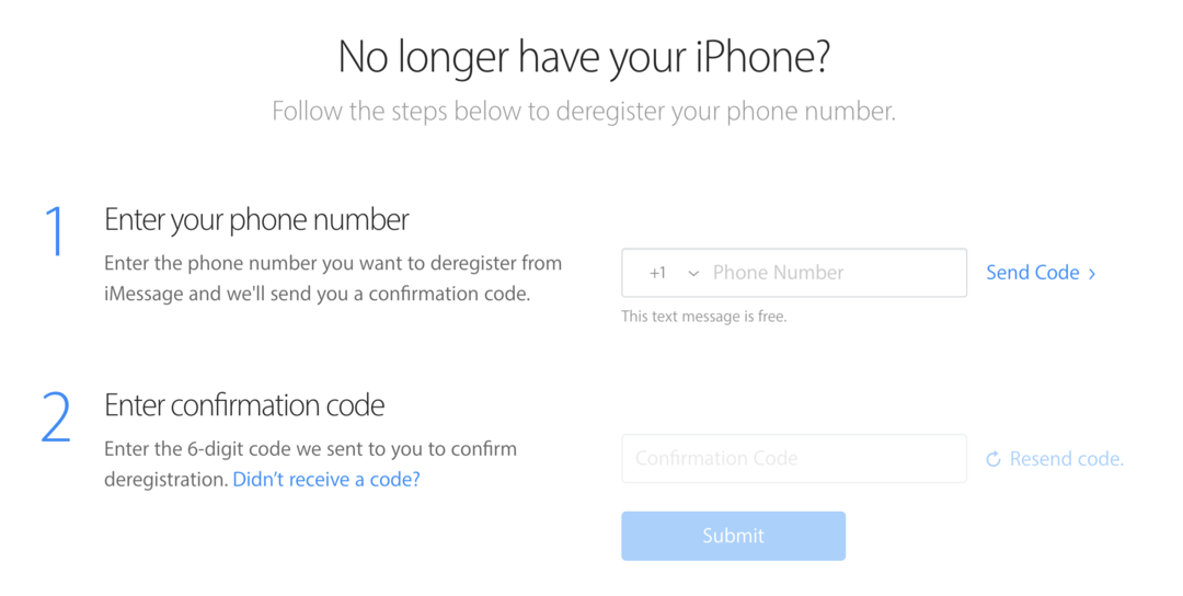 Disable and deregister iMessage on Apple&rsquo;s website