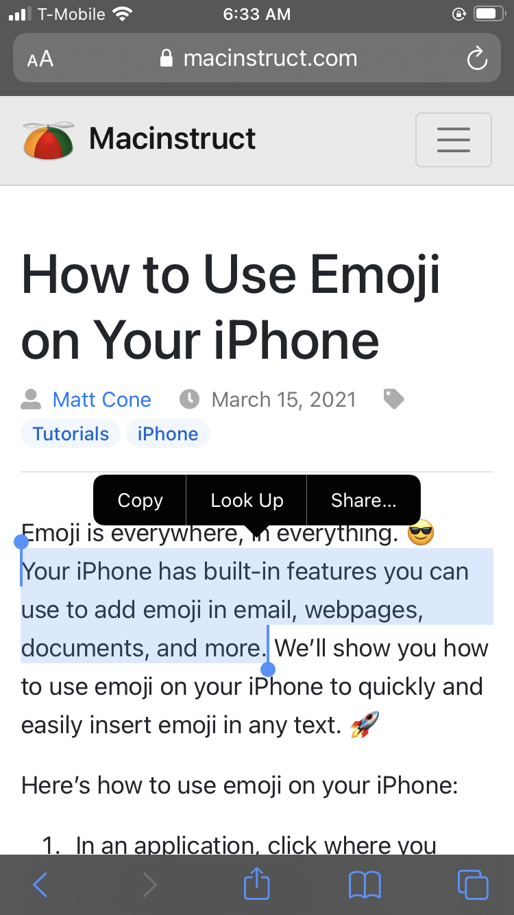 Copy and paste text on your iPhone