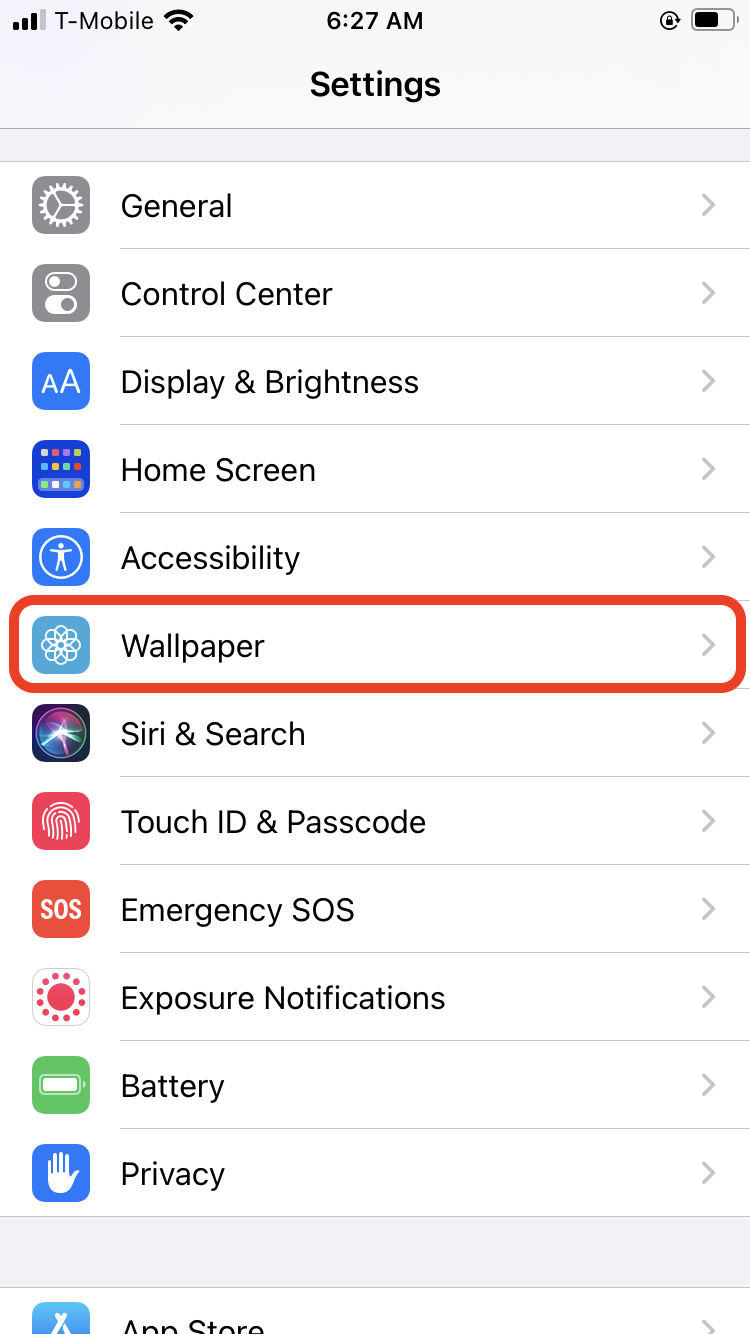 iPhone wallpaper settings