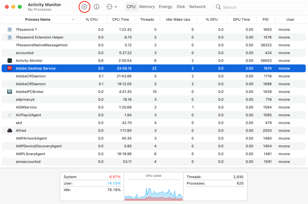 Activity Monitor application on Mac