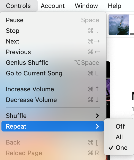 Repeat one song on a Mac