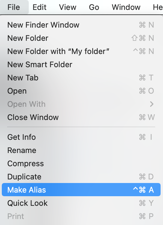 Make an alias (shortcut) on your Mac