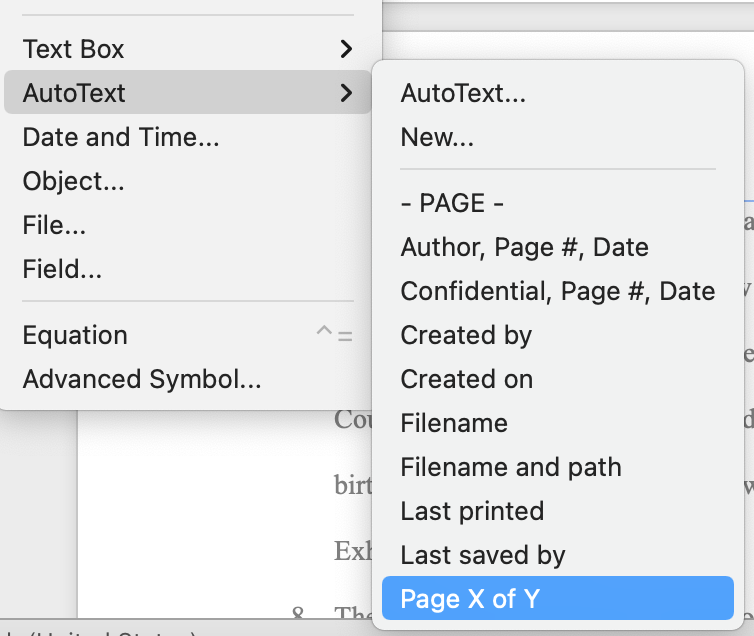 Adding page numbers to a Microsoft Word document on your Mac.
