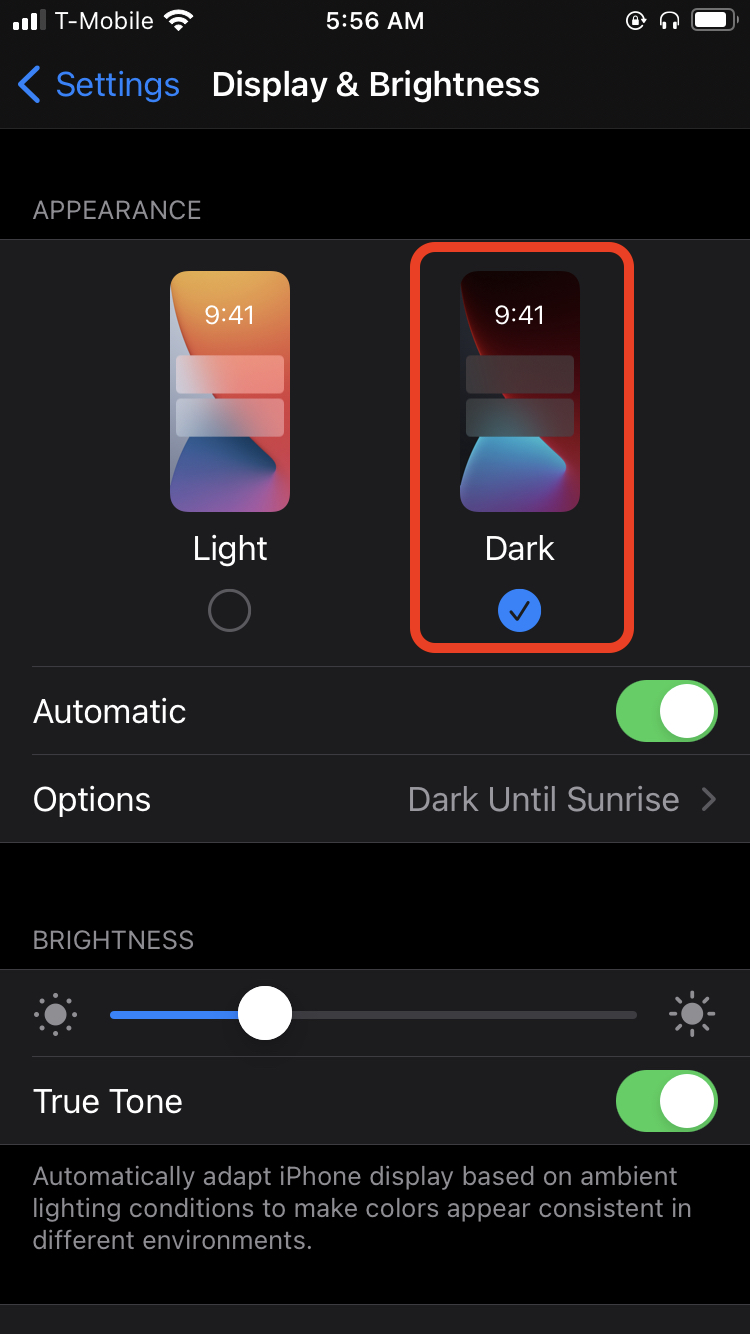 Using dark mode on your iPhone