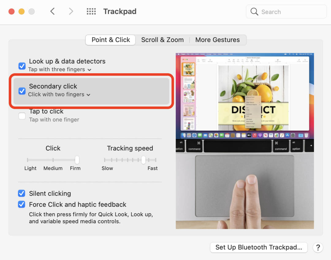 Right click on Mac trackpad