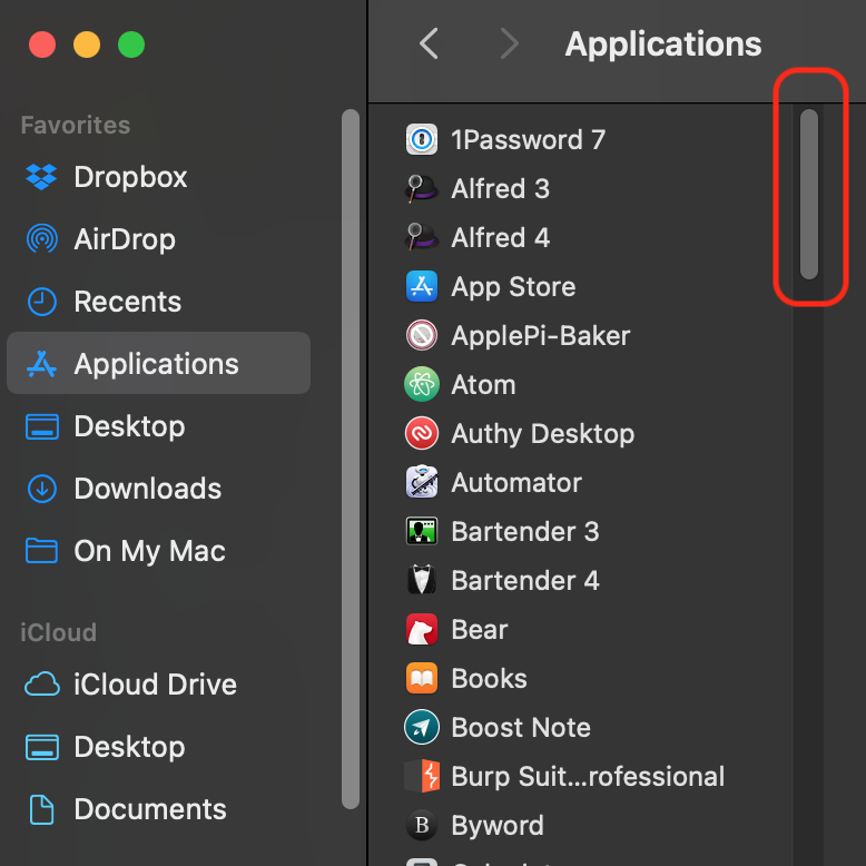 Scroll bars in macOS