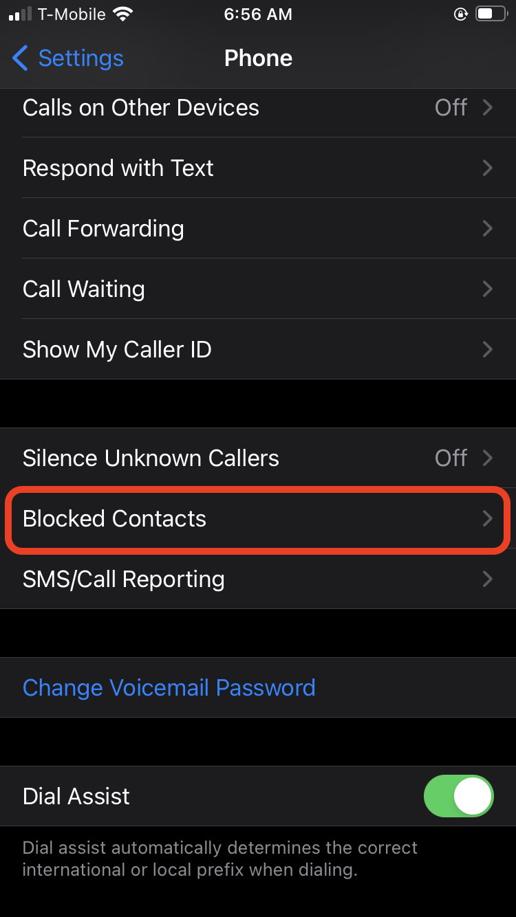 Unblock iPhone caller