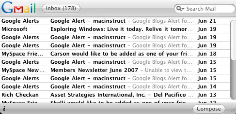 Google Dashboard widgets for Mac