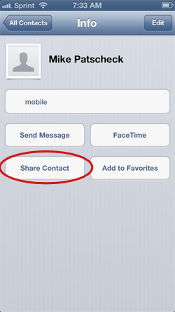 iPhone individual contact information