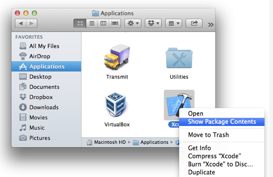 Xcode package contents