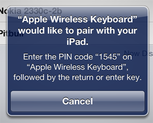 Pairing a Bluetooth keyboard with an iPad