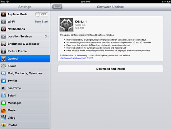 iPad software update