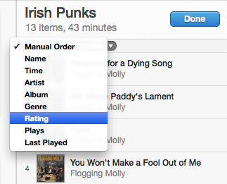 Changing the sort order of an iTunes playlist