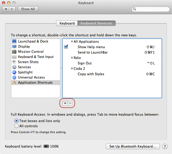 Adding a keyboard shortcut on a Mac