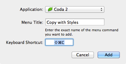 Setting the keyboard shortcut