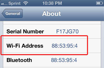 iPhone MAC address