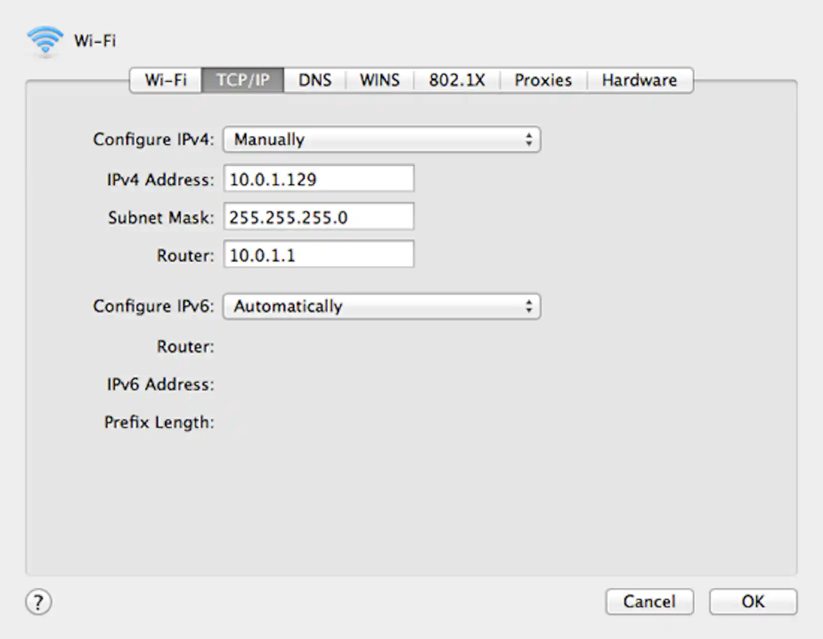 how to assign a static ip address to a mac