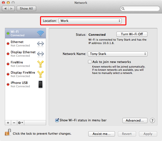 Mac network system settings