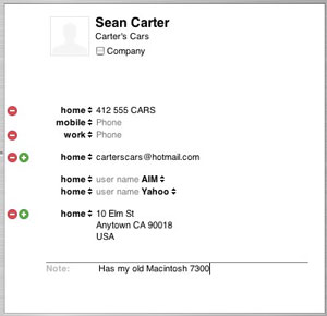 Address Book application for Mac