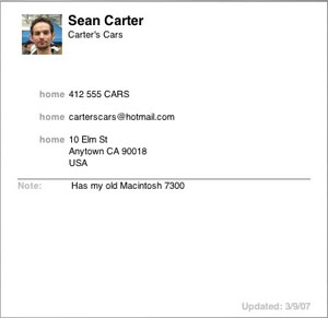 Address Book application for Mac