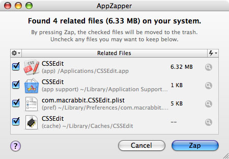 The AppZapper application for Mac