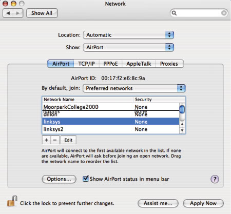 Mac wireless network settings