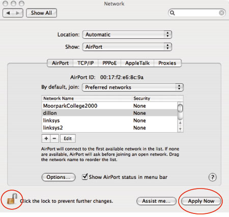 Mac wireless network settings