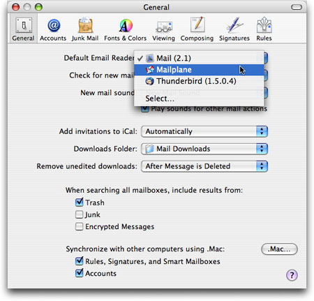 Mail app preferences