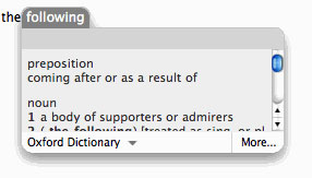 Using the Mac Dictionary application in other applications