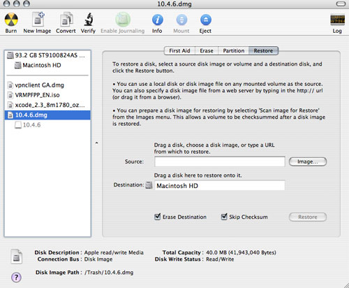 The Disk Utility application