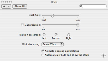 The Dock on Mac