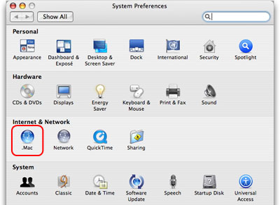 .Mac in System Preference