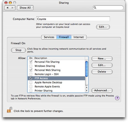 Turning a Mac into an FTP server