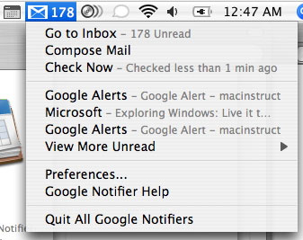 Google notifier application for Mac