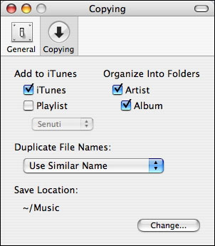 Transferring music from an iPod to a Mac