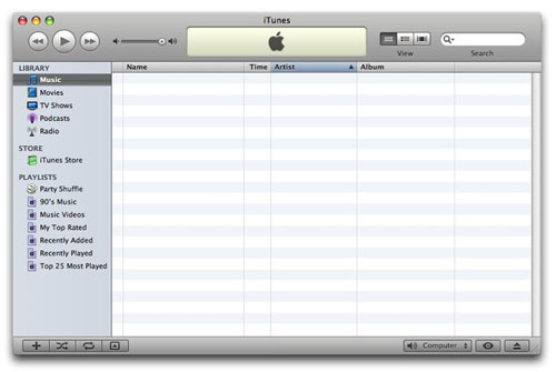 The default iTunes window