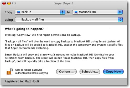 Restoring a hard drive using SuperDuper!