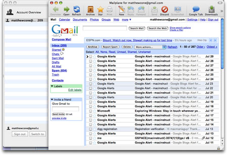 The Mailplane application for Mac