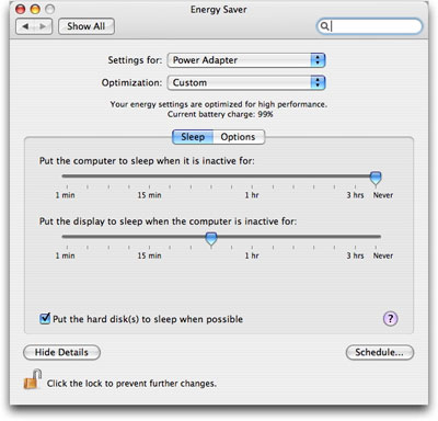 Mac energy saver preferences