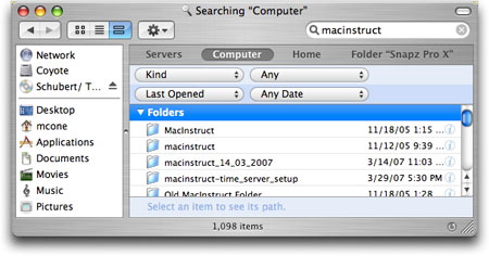 Searching for files on a Mac with the Finder