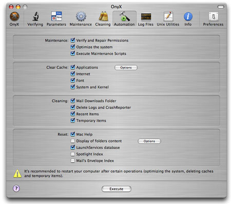 The OnyX application for Mac