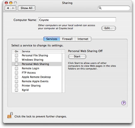 Using your Mac as a web server