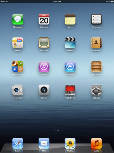 iPad home screen