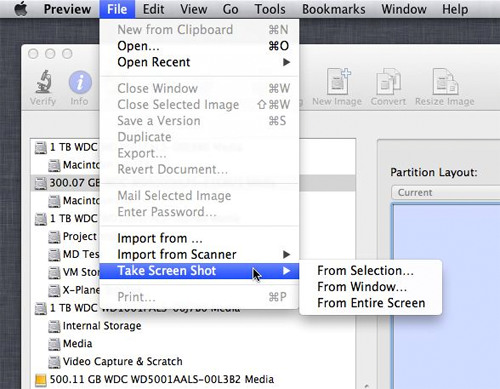 Taking a screenshot on your Mac with Preview