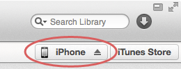 Accessing the iPhone interface in iTunes