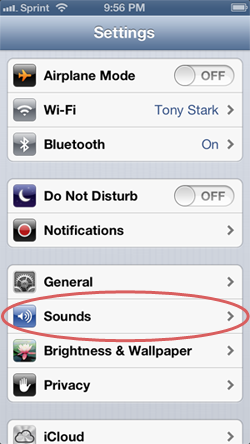 iPhone Sounds settings