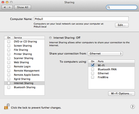 Using your Mac as a wireless router