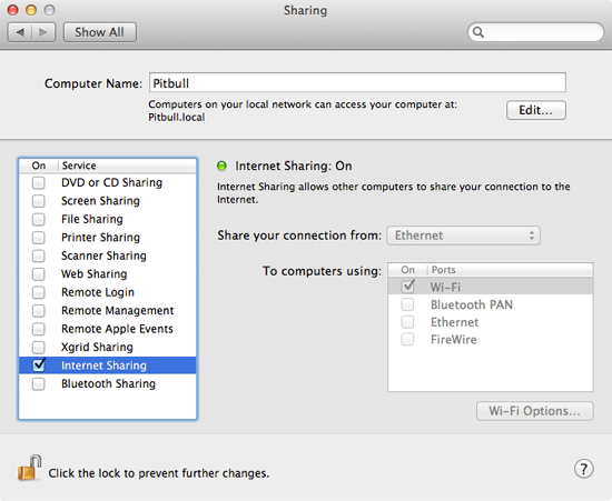 Using your Mac as a wireless router